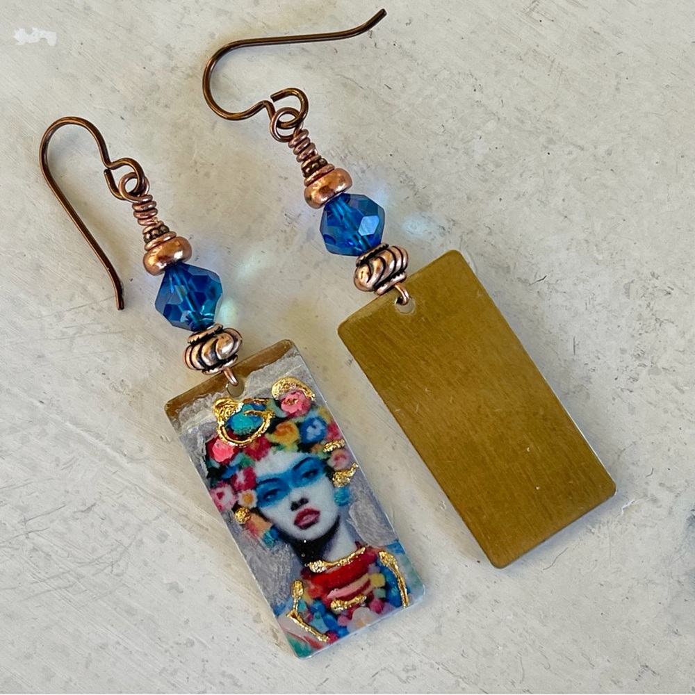 ARTISAN Earrings “Lady in Flowers”- Dangles - Picture 7 of 9